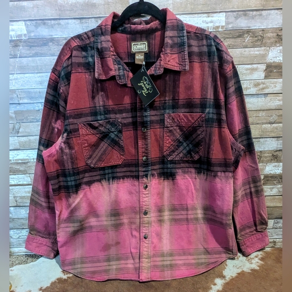 San Francisco 49ers Upcycled Handcrafted Dip Dye Bleach Flannel Shirt - Picture 10 of 15